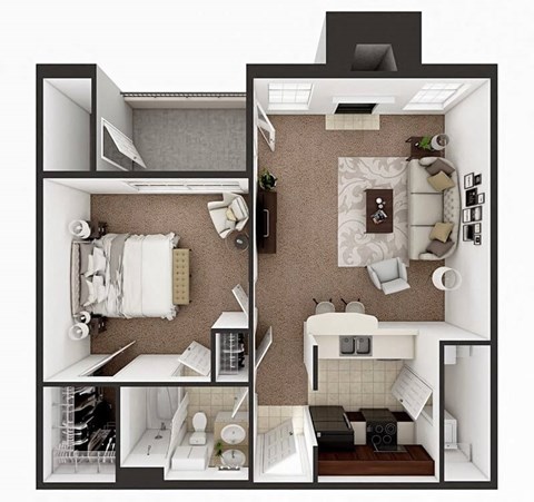 floor plan of one bedroom apartment